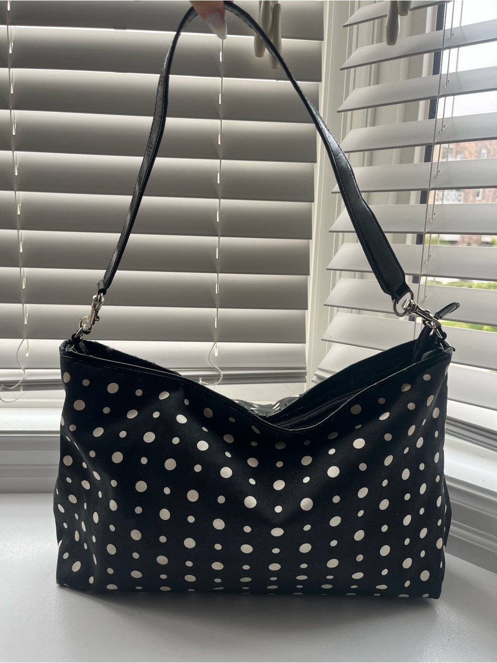 nine west black and white polka dot vintage y2k 2000’s tote bag